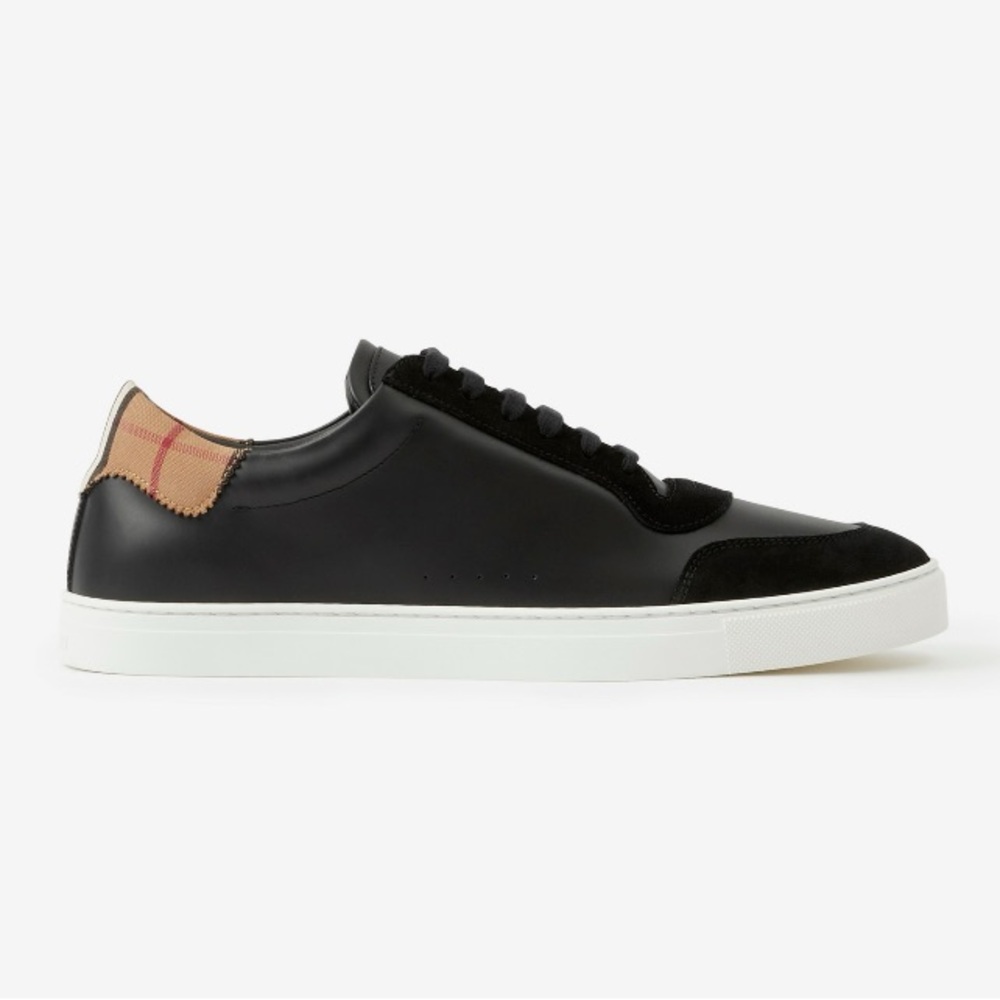 Burberry Leather Suede and Vintage Check Cotton Sneakers Size 48 - Picture 5 of 16